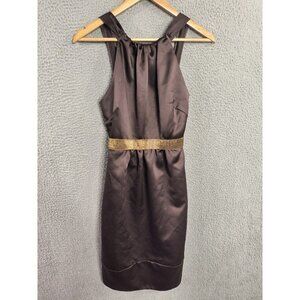 Vera Wang 4 Brown Satin Bridesmaid Dress Sleeveless Midi Back Zip